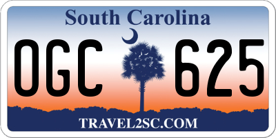 SC license plate OGC625