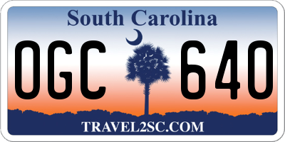 SC license plate OGC640