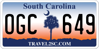 SC license plate OGC649