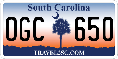 SC license plate OGC650