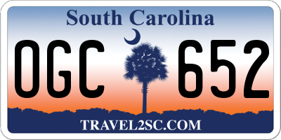 SC license plate OGC652