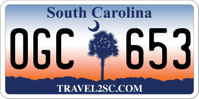 SC license plate OGC653