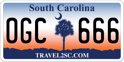 SC license plate OGC666