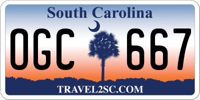 SC license plate OGC667