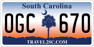SC license plate OGC670