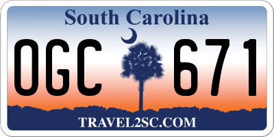 SC license plate OGC671