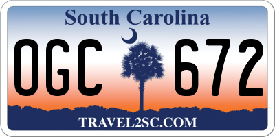 SC license plate OGC672