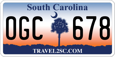 SC license plate OGC678