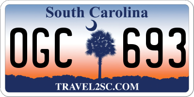 SC license plate OGC693
