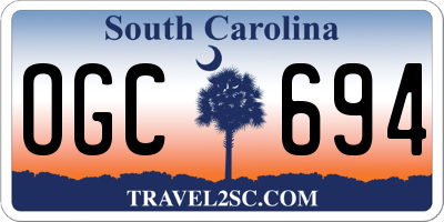 SC license plate OGC694