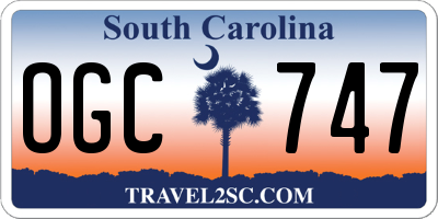 SC license plate OGC747