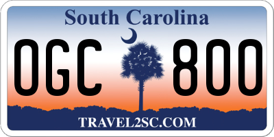 SC license plate OGC800
