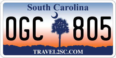 SC license plate OGC805