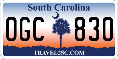 SC license plate OGC830
