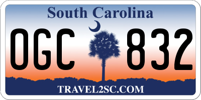 SC license plate OGC832