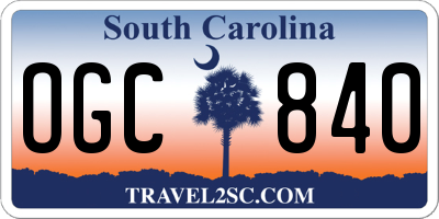 SC license plate OGC840