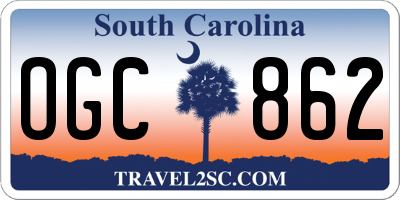 SC license plate OGC862