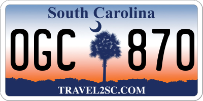 SC license plate OGC870