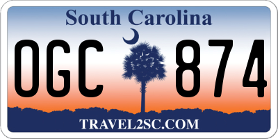 SC license plate OGC874