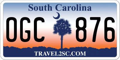 SC license plate OGC876