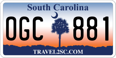 SC license plate OGC881