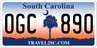 SC license plate OGC890