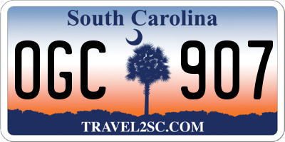 SC license plate OGC907