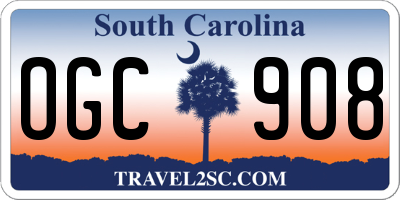 SC license plate OGC908