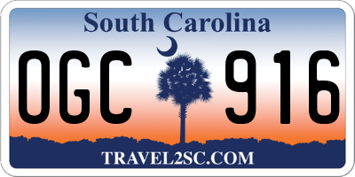 SC license plate OGC916