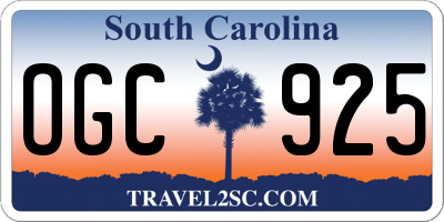 SC license plate OGC925