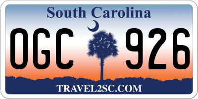 SC license plate OGC926