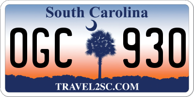 SC license plate OGC930