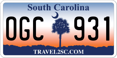SC license plate OGC931