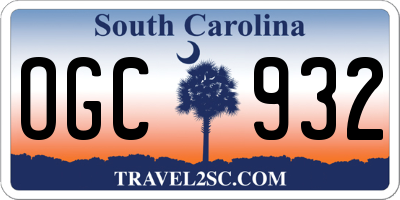 SC license plate OGC932