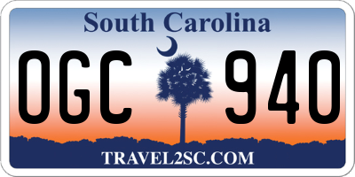 SC license plate OGC940