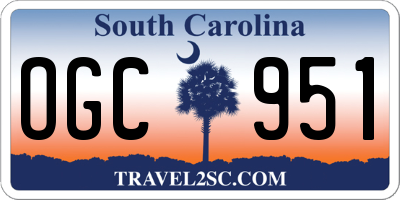 SC license plate OGC951