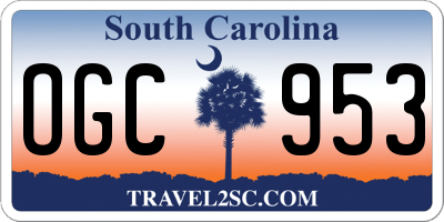 SC license plate OGC953
