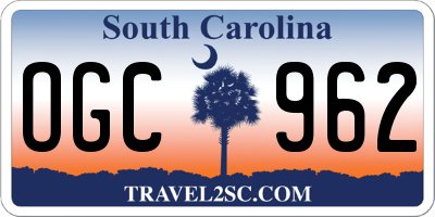 SC license plate OGC962