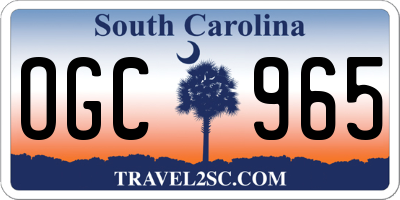 SC license plate OGC965