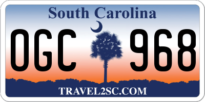 SC license plate OGC968
