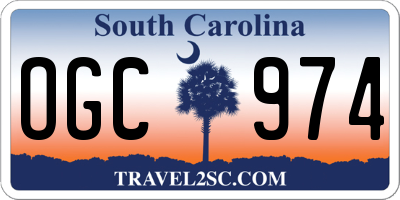 SC license plate OGC974