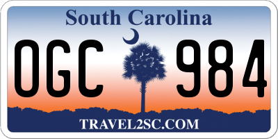 SC license plate OGC984