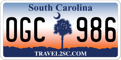 SC license plate OGC986