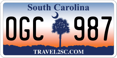 SC license plate OGC987