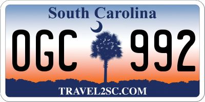 SC license plate OGC992