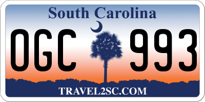 SC license plate OGC993