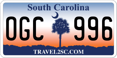 SC license plate OGC996
