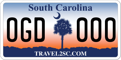 SC license plate OGD000