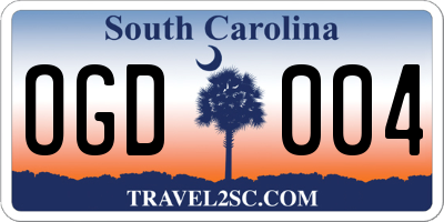 SC license plate OGD004