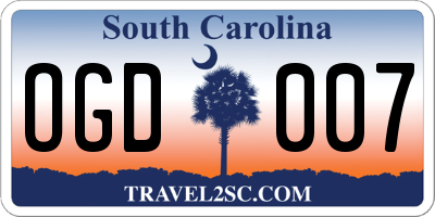 SC license plate OGD007